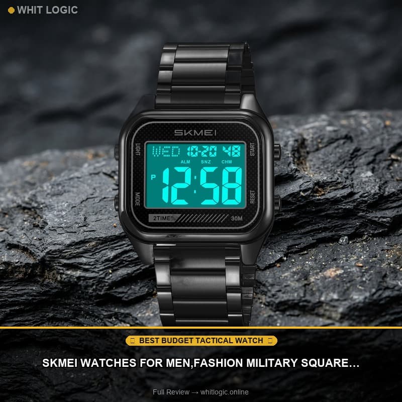 SKMEI Watches for Men,Fashion Military Square Digital Mens Watch with Waterproof Luminous Alarm Dual Time Coundown Stopwatch