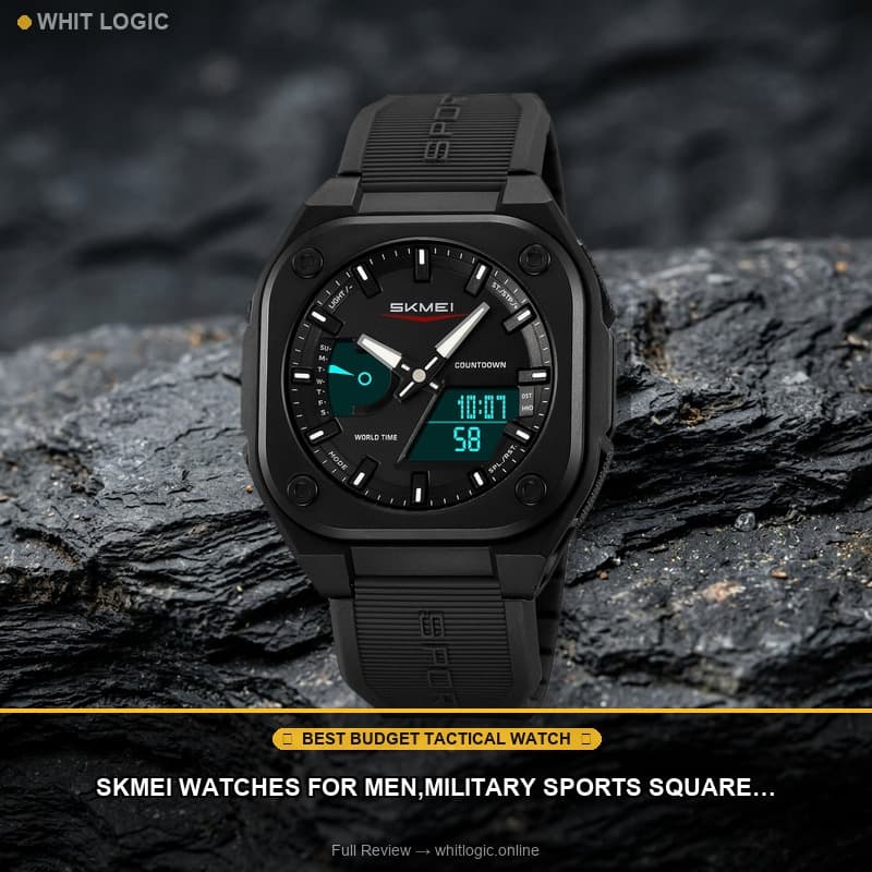 SKMEI Watches for Men,Military Sports Square Digital Womens Watch with Waterproof Luminous Date Week Display Alarm Countdown Dual Time Stopwatch