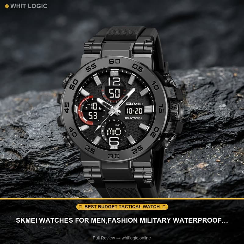 SKMEI Watches for Men,Fashion Military Waterproof Big Face Analog Digital Sport Watch with Alarm Dual Time Zone Luminous Display