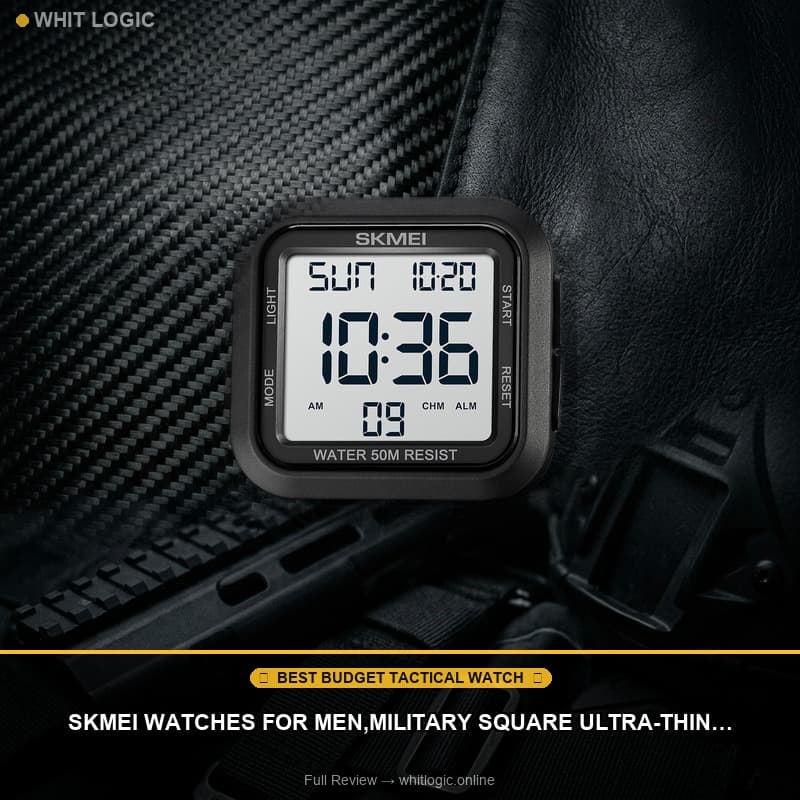 SKMEI Watches for Men,Military Square Ultra-Thin Digital Women Watch with Dual Time 50M Waterproof LED Light Alarm Stopwatch Unisex Sports Watch