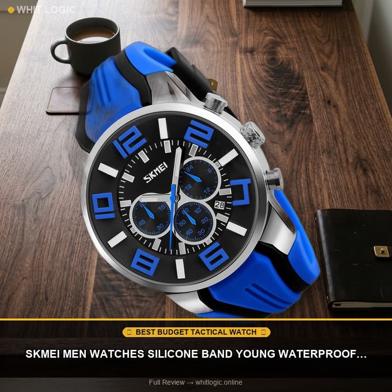 SKMEI Men Watches Silicone Band Young Waterproof Sports Fashion Casual Large Big Face Chronograph Luxury Luminous Analog Quartz Black Wrist Watch Gifts