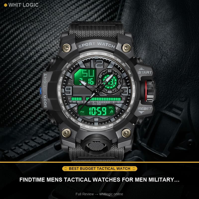 findtime Mens Tactical Watches for Men Military Watch Reloj Militar para Hombre Sports Outdoor Waterproof Digial Analog Alarm Stopwatch Big Face Wristwatch