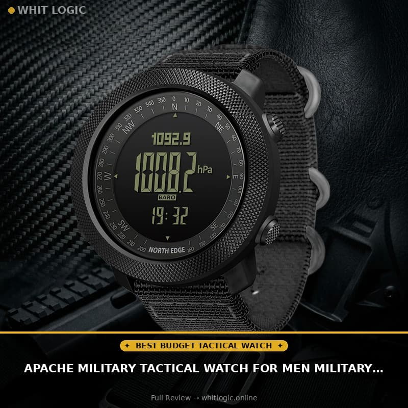 Apache Military Tactical Watch for Men Military Watches for Men Digital Wrist Watches for Sports Outdoors, Pedometer, Compass, Calories, Durable Nylon Band