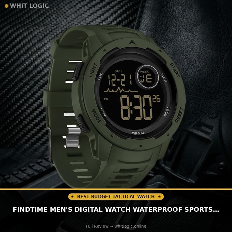 findtime Men's Digital Watch Waterproof Sports Watches Tactical Military Stopwatch Alarm 12/24H Outdoor Mens Wristwatch for Running Swimming Relojes para Hombres
