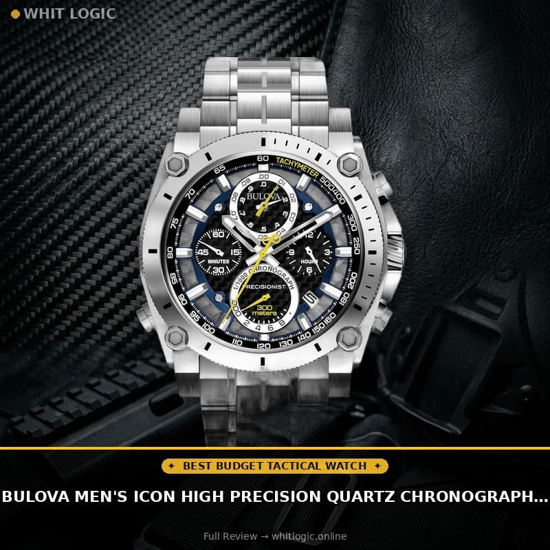 Bulova Men's Icon High Precision Quartz Chronograph Watch, Curved Mineral Crystal