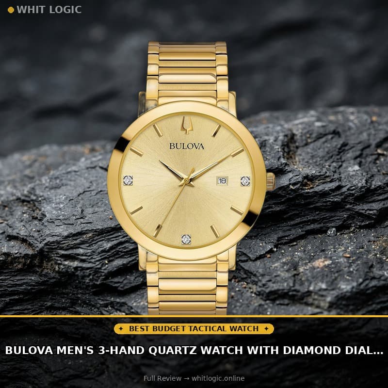 Bulova Men's 3-Hand Quartz Watch with Diamond Dial and Edge to Edge Crystal
