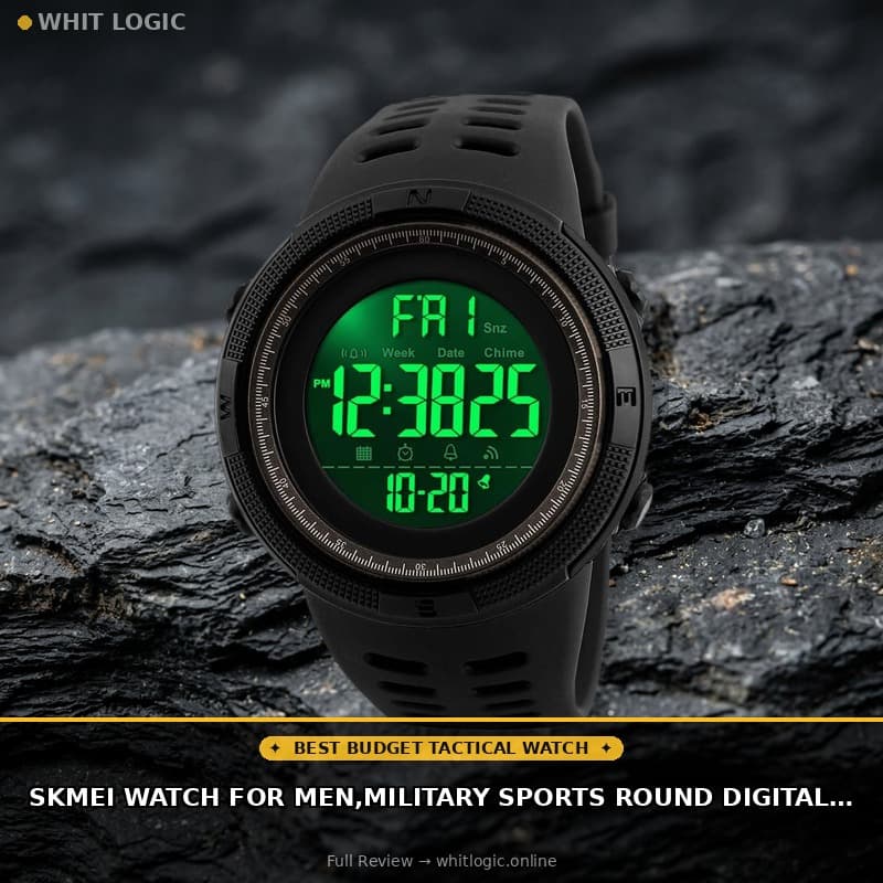 SKMEI Watch for Men,Military Sports Round Digital Watch with Waterproof Led Light Stopwatch Countdown Date Alarms Chronograph