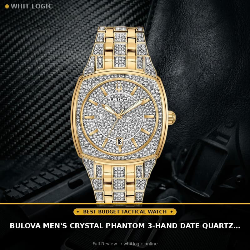 Bulova Men's Crystal Phantom 3-Hand Date Quartz Cushion Shaped Case Watch, Pave Crystal Dial, 40mm