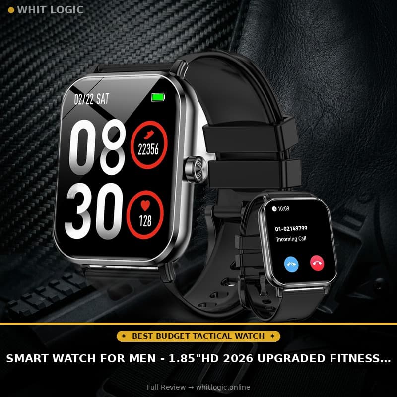 Smart Watch for Men - 1.85"HD 2026 Upgraded Fitness Tracker Bluetooth Call and text Smartwatch with 7 Day Battery 5 ATM Waterproof Heart Rate Sleep Monitor 130+ Sport Modes for Android & iOS (Black)