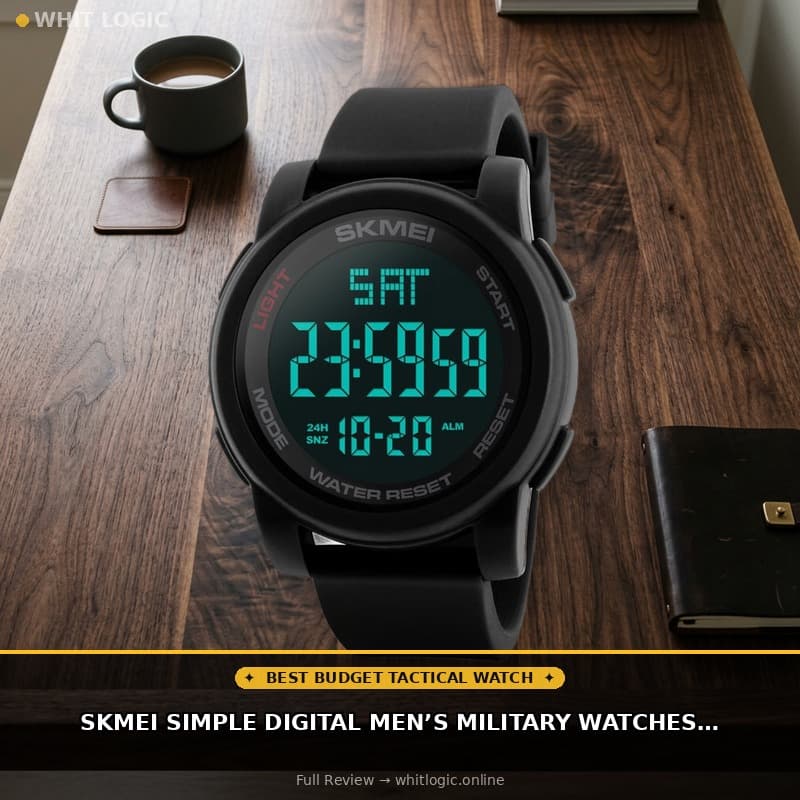 SKMEI Simple Digital Men’s Military Watches Waterproof Electronic LED Double Time Black Wristwatch Sport