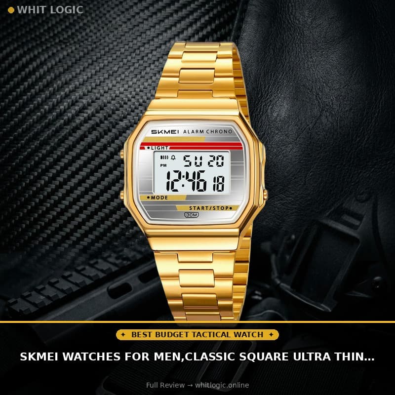 SKMEI Watches for Men,Classic Square Ultra Thin Stainless Steel Digital Womens Wrist Watch with Waterproof Luminous LED Light Dual Time Chrono Stopwatch Alarm Unisex Outdoor Sport Watch