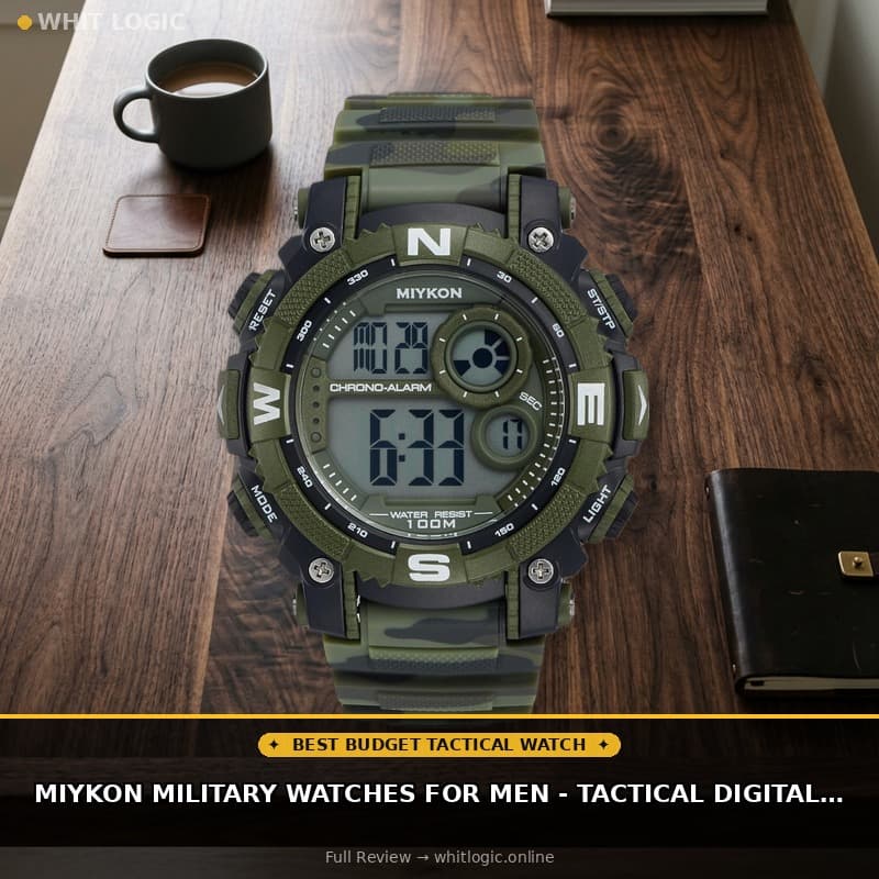 Miykon Military Watches for Men - Tactical Digital Mens Sports Watches - Shockproof Resin, Super Illuminator, Stopwatch & Timer, Alarm, Dual Time, 24hr Military Time, 100M Waterproof Watch