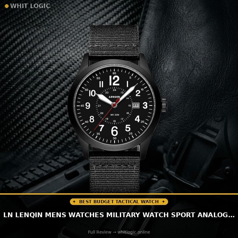 LN LENQIN Mens Watches Military Watch Sport Analog Quartz Waterproof Wrist Watch for Men with Date Luminous Army Tactical Field Casual Nylon Band
