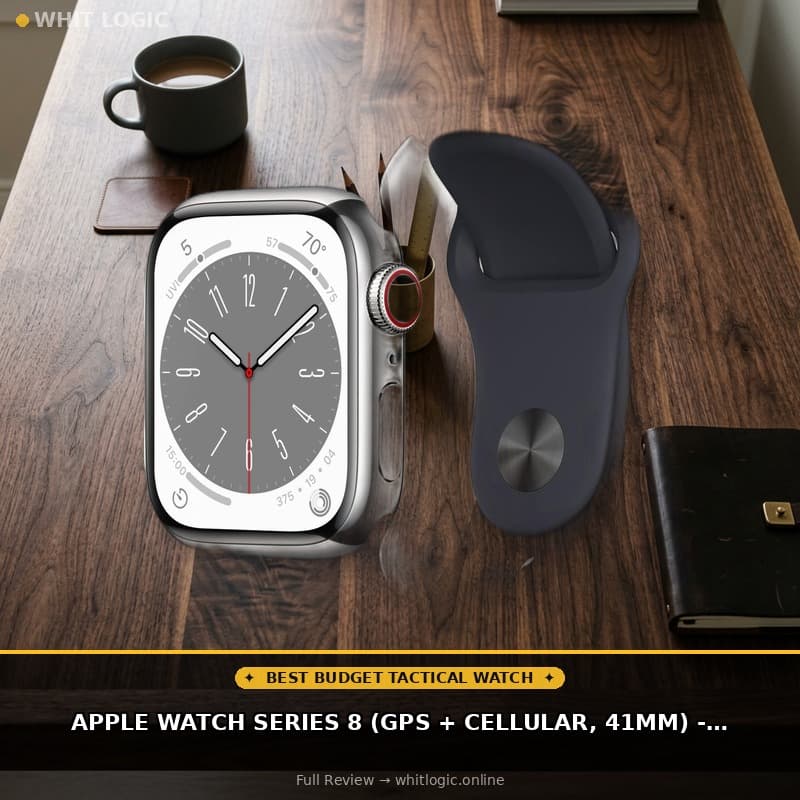 Apple Watch Series 8 (GPS + Cellular, 41MM) - Silver Stainless Steel Case with Midnight Sport Band, M/L (Renewed)