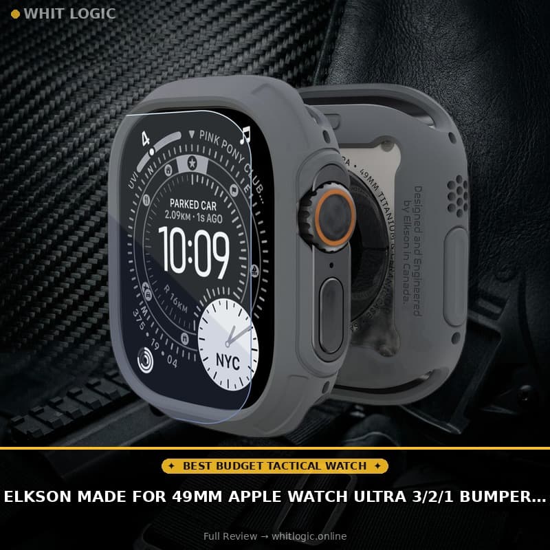 elkson Made for 49mm Apple Watch Ultra 3/2/1 Bumper Case with Screen Protector Tempered Glass, Quattro Max Series Rugged for iWatch, Military Grade Durable Protective Cover, Flexible Shock Proof, Grey