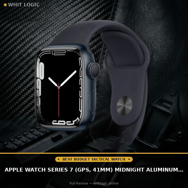 Apple Watch Series 7 (GPS, 41mm) Midnight Aluminum Case with Midnight Sport Band, Regular (Renewed)