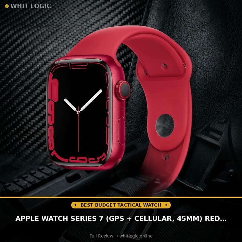 Apple Watch Series 7 (GPS + Cellular, 45mm) Red Aluminum Case with Red Sport Band (Renewed)