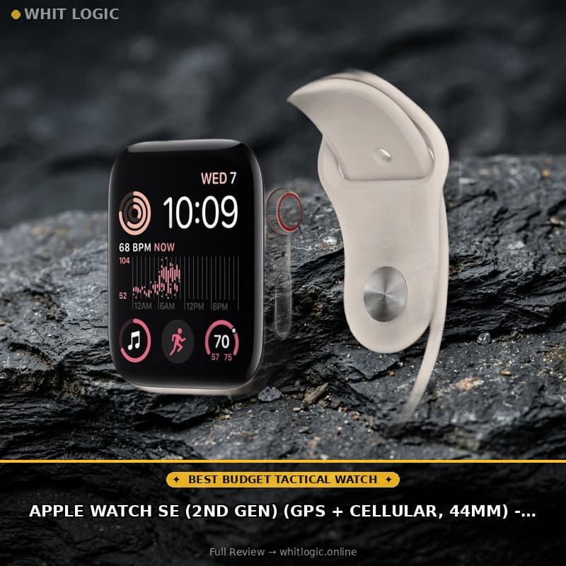 Apple Watch SE (2nd Gen) (GPS + Cellular, 44mm) - Starlight Aluminum Case with Starlight Sport Band, M/L (Renewed)