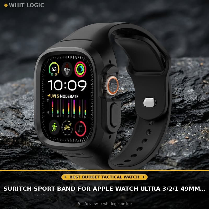SURITCH Sport Band for Apple Watch Ultra 3/2/1 49mm & iWatch Series 9/8/7/6/5/4/SE3/SE2/SE 45mm 44mm 41mm 40mm, Soft Silicone Shockproof Rugged Protective Strap with Case for Women Men