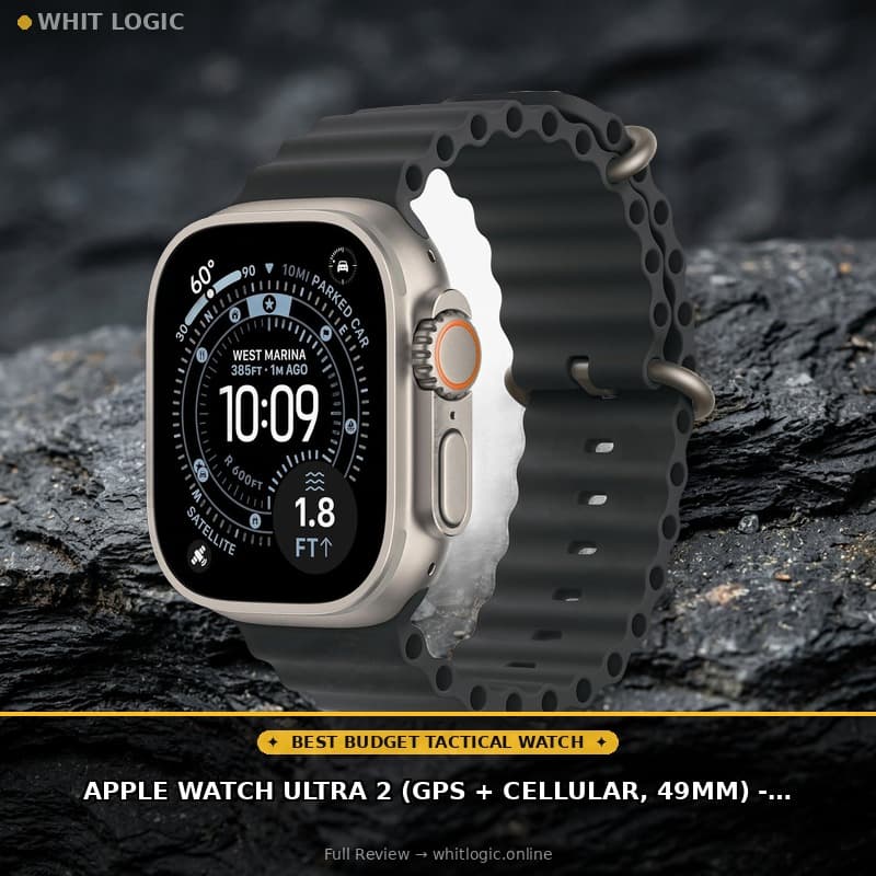 Apple Watch Ultra 2 (GPS + Cellular, 49MM) - Natural Titanium Case with Black Ocean Band (Renewed)