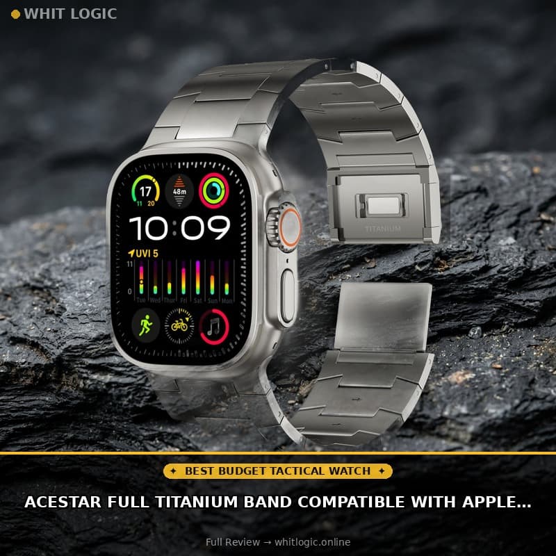 ACESTAR Full Titanium Band Compatible with Apple Watch Ultra 3/2/1 49mm/ Series 10 46mm, 26mm Wide Adjustable Links with Titanium Magnetic Clasp Connectors and DLC Coating
