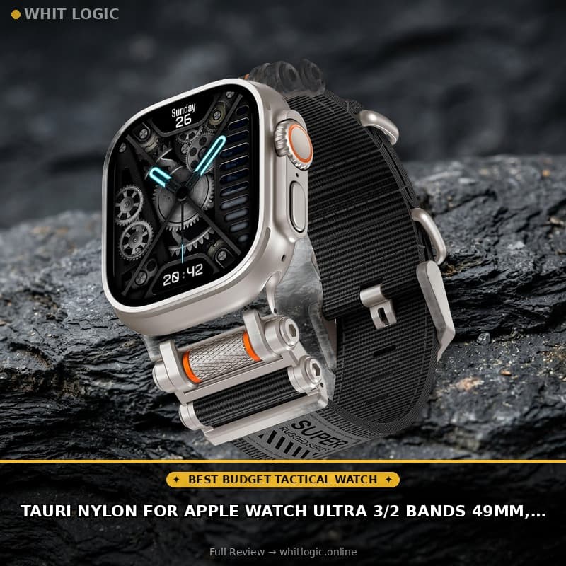 TAURI Nylon for Apple Watch Ultra 3/2 Bands 49mm, Rugged Nylon Braided Strap & Stainless Steel Metal Connector โ Adjustable iWatch Ultra Men's Woven Sport Band, Black