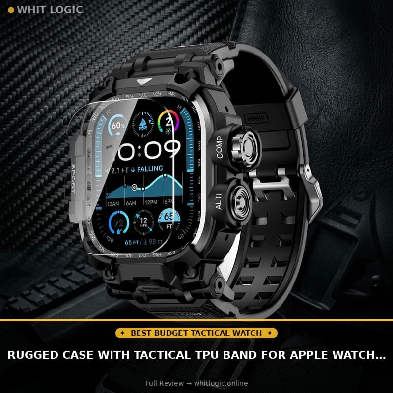 Rugged Case with Tactical TPU Band for Apple Watch Ultra 3/2/1 49mm for Men | Military-Grade Shockproof,Full Body Armor,Drop & Bump & Stain Resistant,Dustproof,Outdoor Sports Design,HD Screen Protector