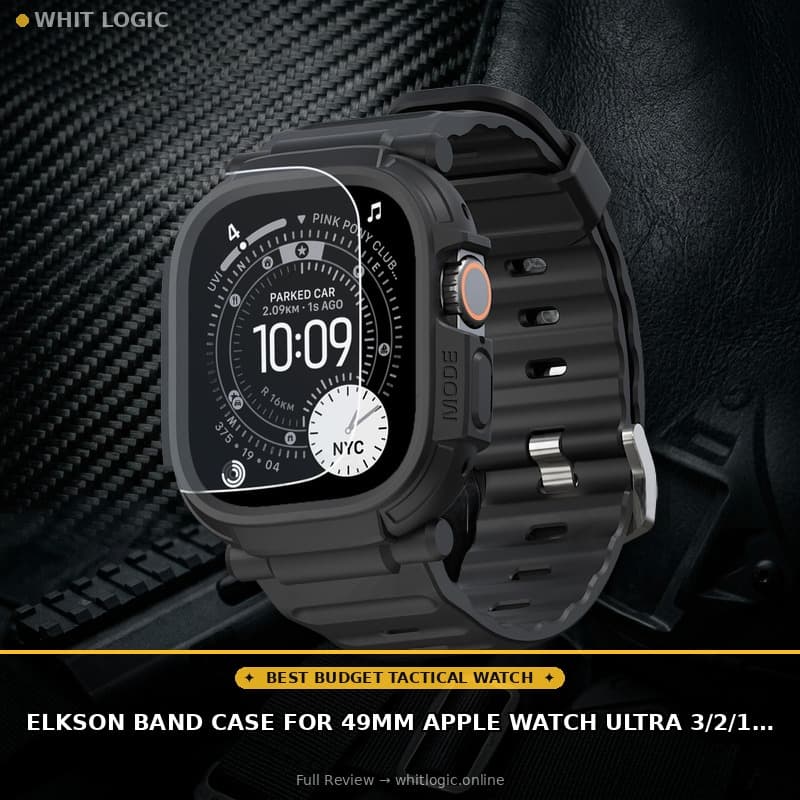 elkson Band Case for 49mm Apple Watch Ultra 3/2/1 with Screen Protector Tempered Glass, Quattro Pro Series Rugged for iWatch Strap, Military Grade Durable Protective Bumper Cover, Shockproof, Black