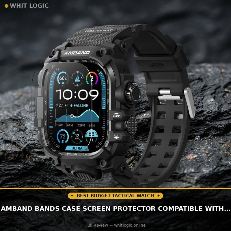 amBand Bands Case Screen Protector Compatible with Apple Watch Ultra 3/2/1 49mm for Men, M3 Rugged Protective Case with Band and 9H Tempered Glass for iWatch Ultra 49mm Men Black