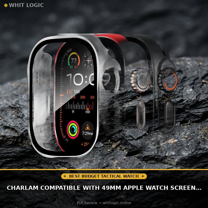 Charlam Compatible with 49mm Apple Watch Screen Protector Ultra 3/2/1 iWatch Case Cover, 3 Pack Hard PC Edge Bumper Cases Full Coverage Touch Sensitive Protective Screen Covers, Red/White/Black, 49mm